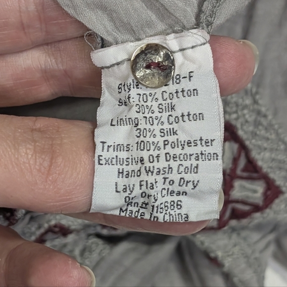 Johnny Was Ava Peasant Tunic Dress Silk Boho Embroidered Small Lagenlook FLAW - Picture 7 of 10